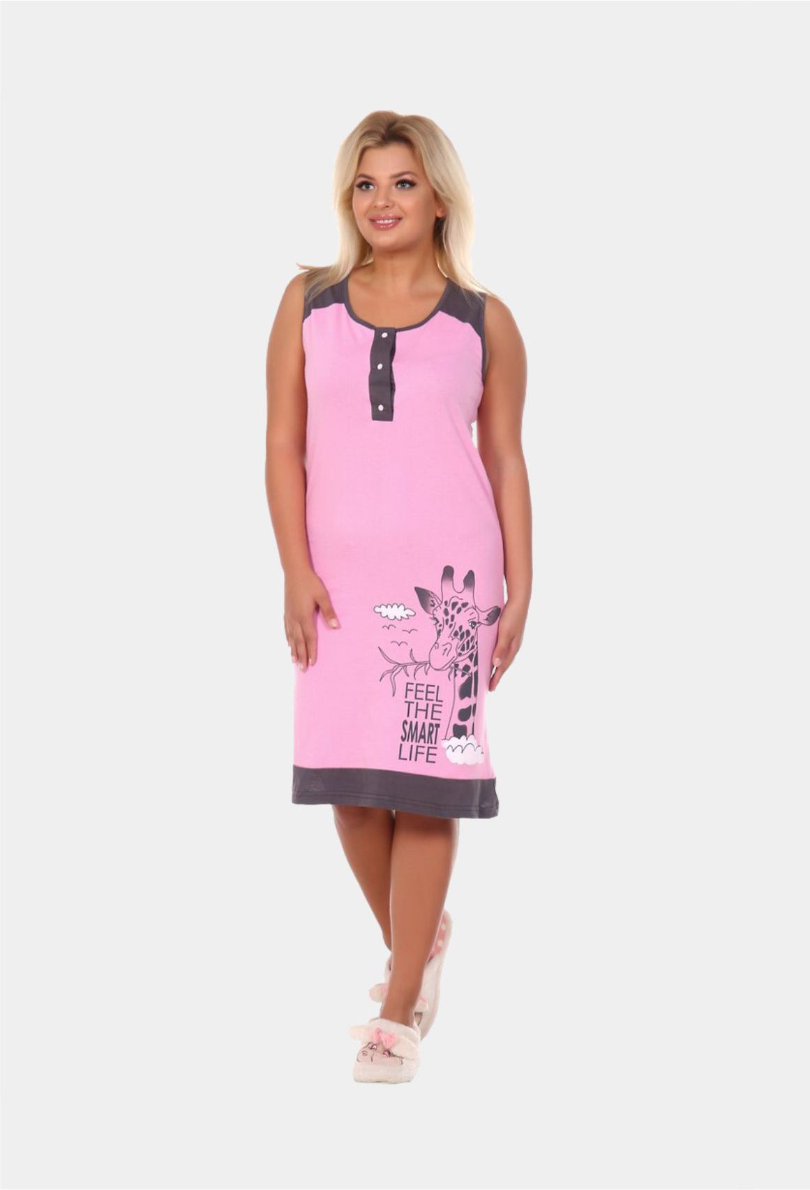 Ночная сорочка женская Toontex СН18 розовая 60 RU