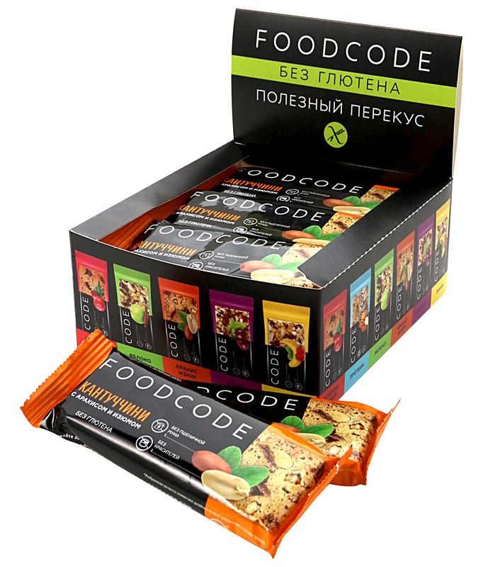

Кантуччини с арахисом и изюмом FOODCODE (шоубокс 12 штук)