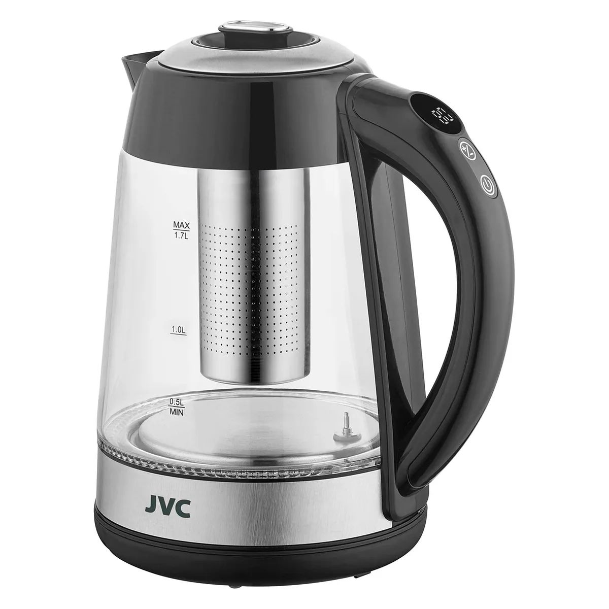 Чайник электрический JVC JK-KE1710 1.7 л серый чайник заварочный стеклянный с бамбуковой крышкой bellatenero эко 400 мл 13 5×10×10 5 см