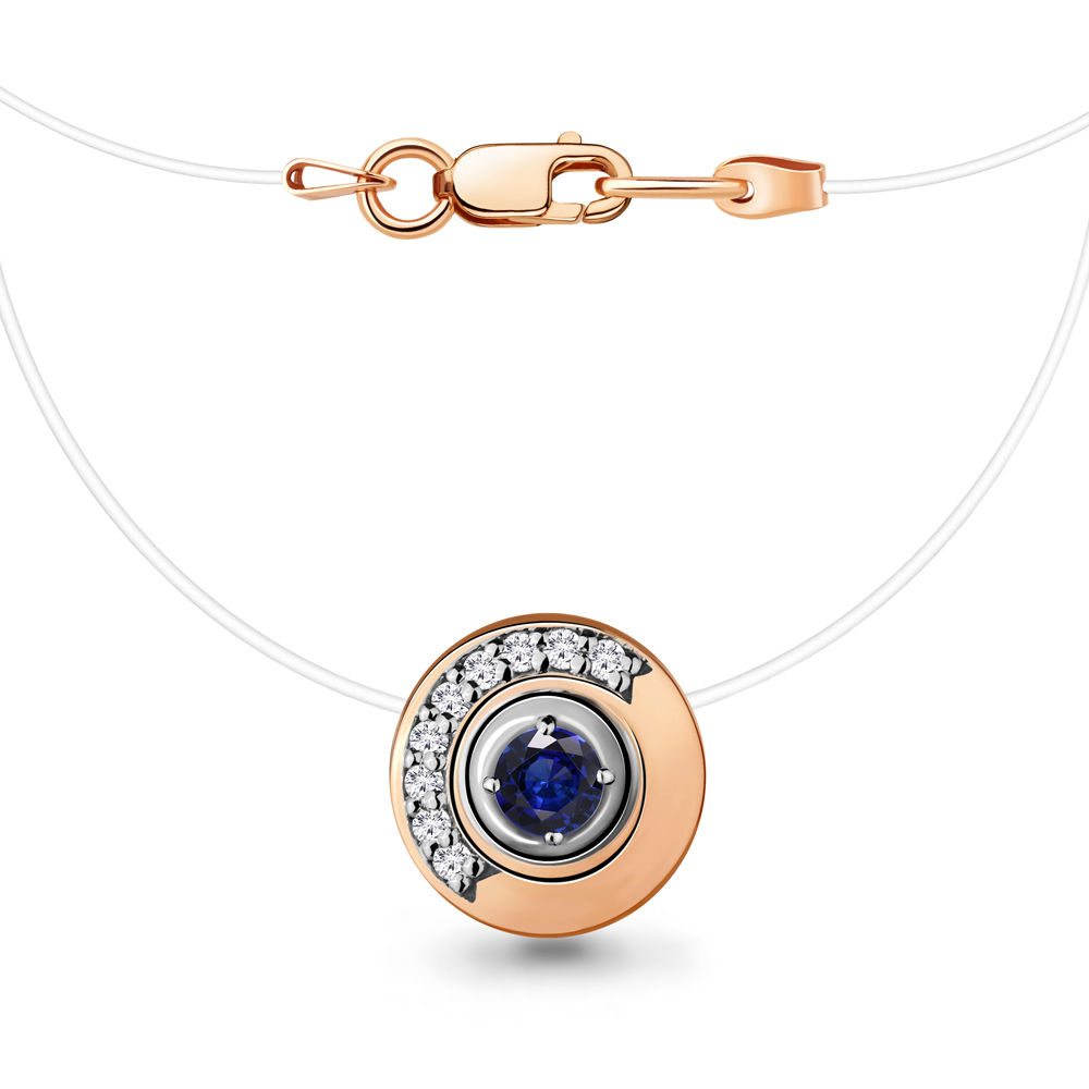 

Чокер из желтого золота с бриллиантом, сапфиром 38 см Aquamarine 970416Ак_585_кз, 970416Ак_585_кз