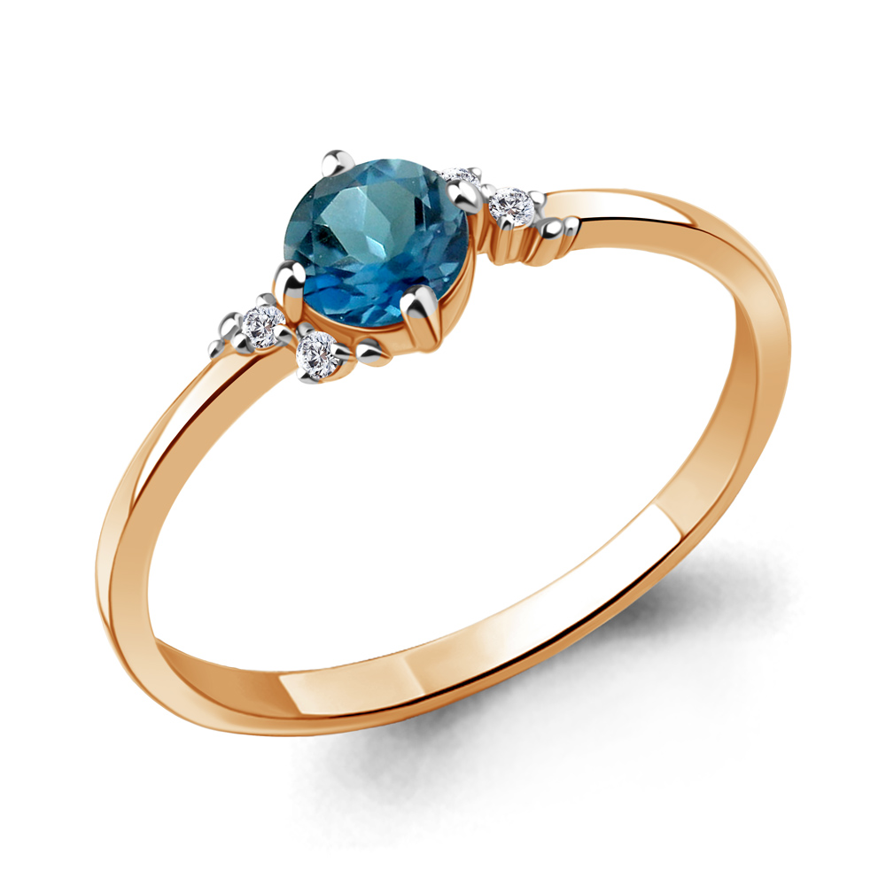 фото Кольцо из красного золота с бриллиантом р. 18,5 aquamarine 964120к_585_кз