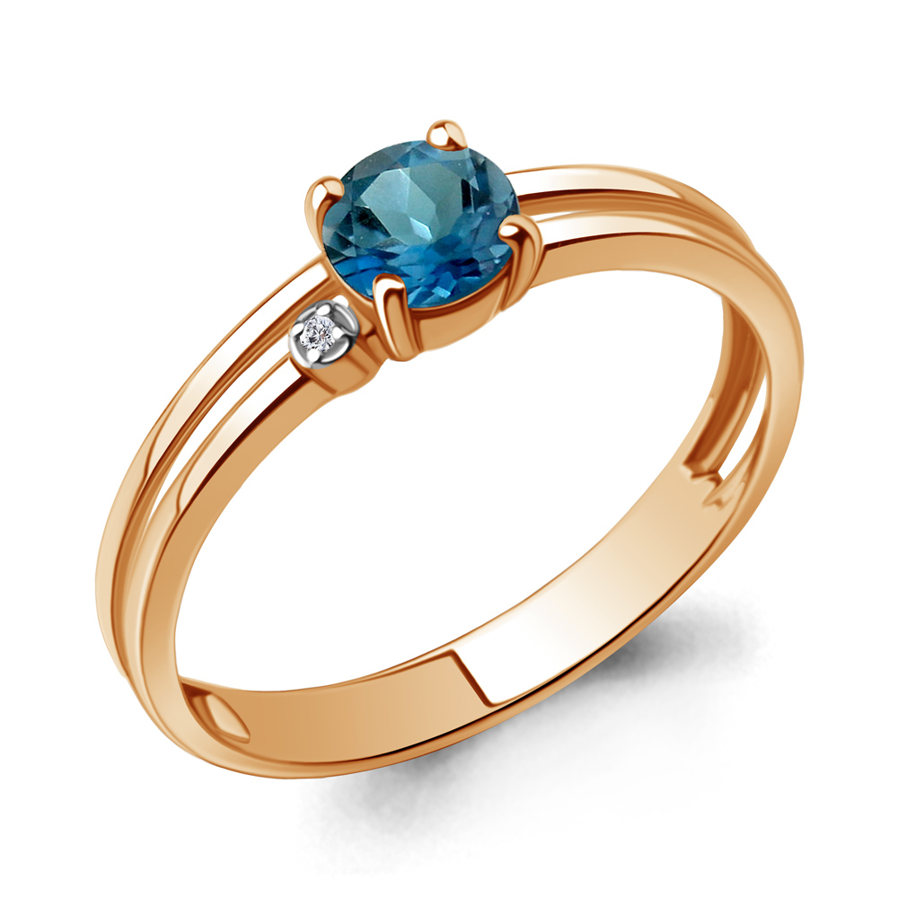 фото Кольцо из красного золота с бриллиантом р. 18 aquamarine 964116к_585_кз