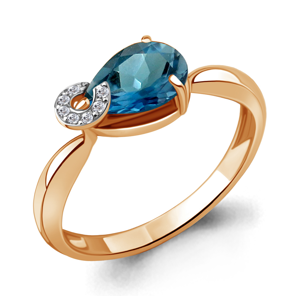 фото Кольцо из красного золота с бриллиантом р. 18 aquamarine 964099к_585_кз