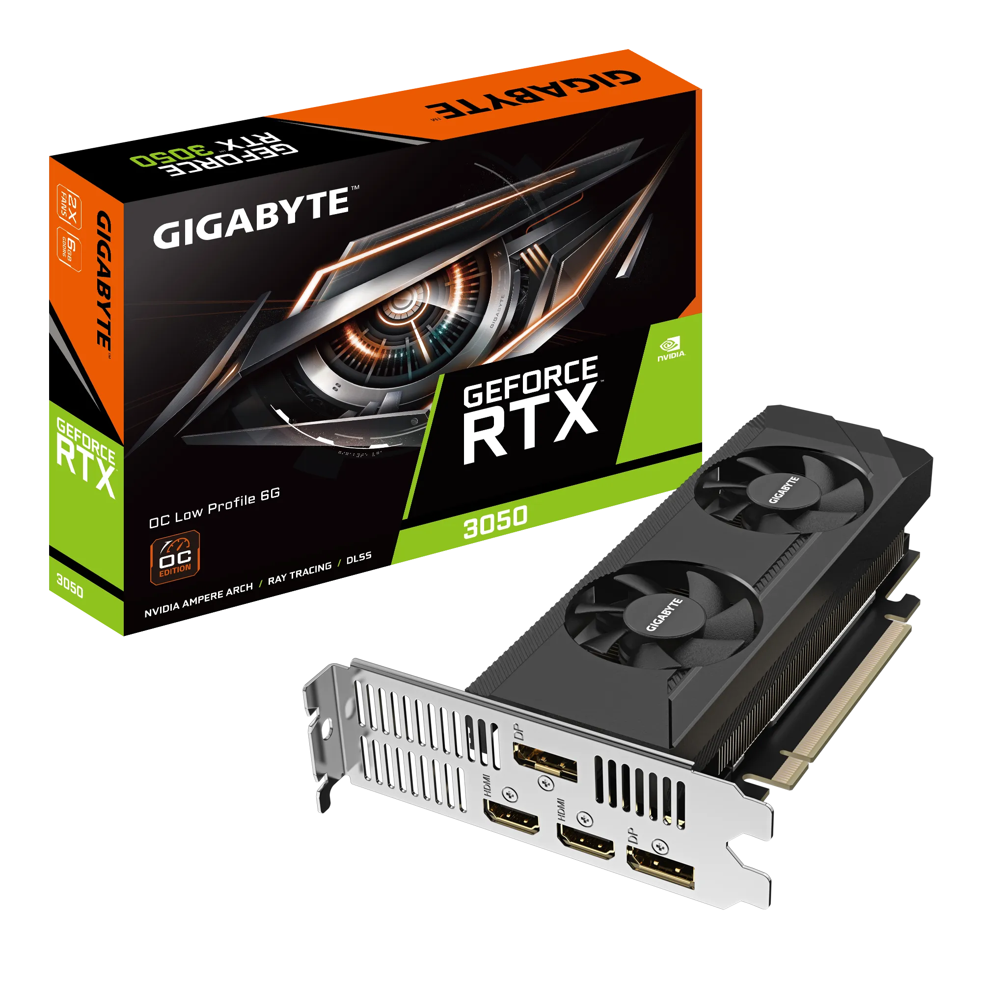 

Видеокарта GIGABYTE GeForce RTX 3050 OC Low Profile (GV-N3050OC-6GL), Черный, GeForce RTX 3050 OC Low Profile