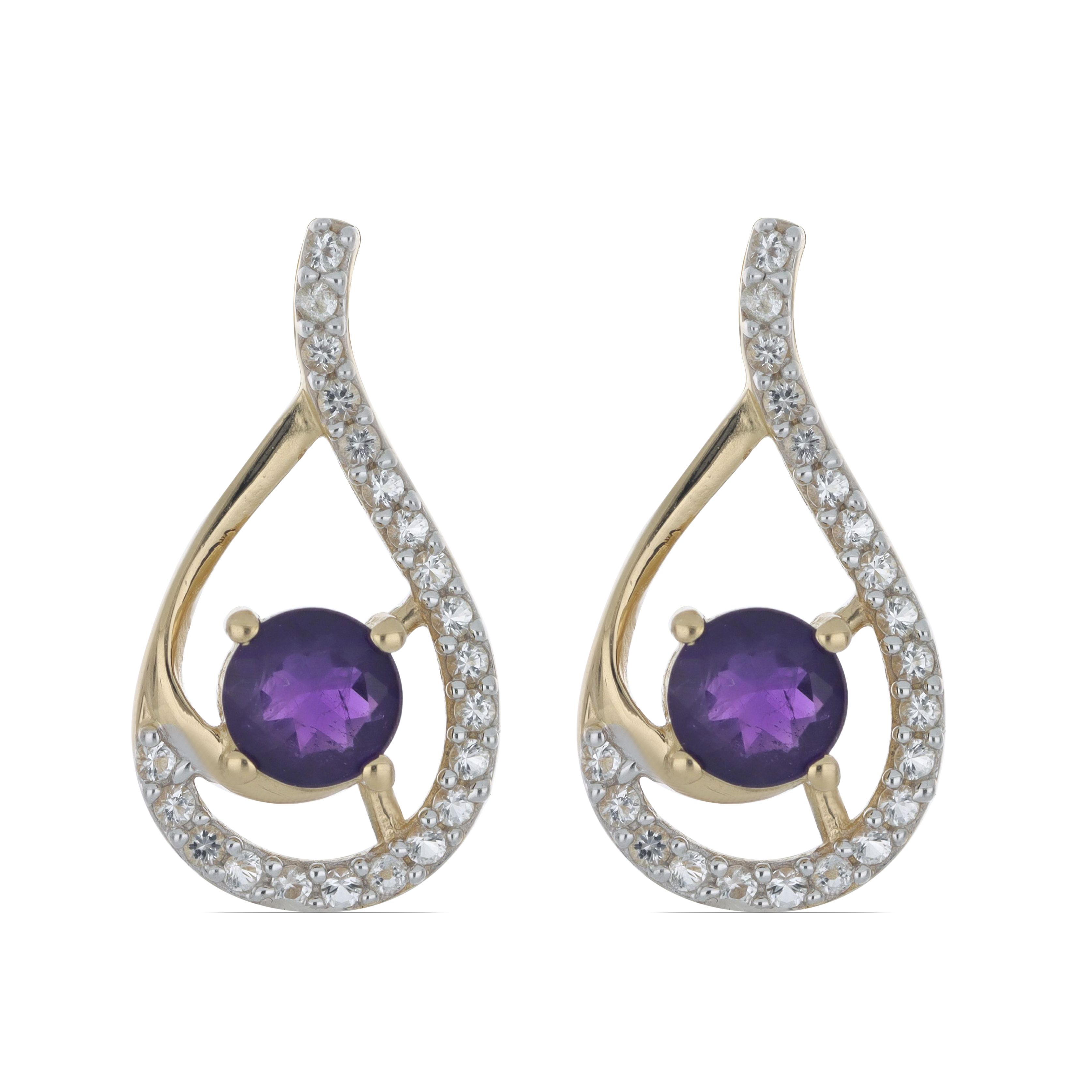 Серьги из серебра Ювелирия T38089, аметист/топаз