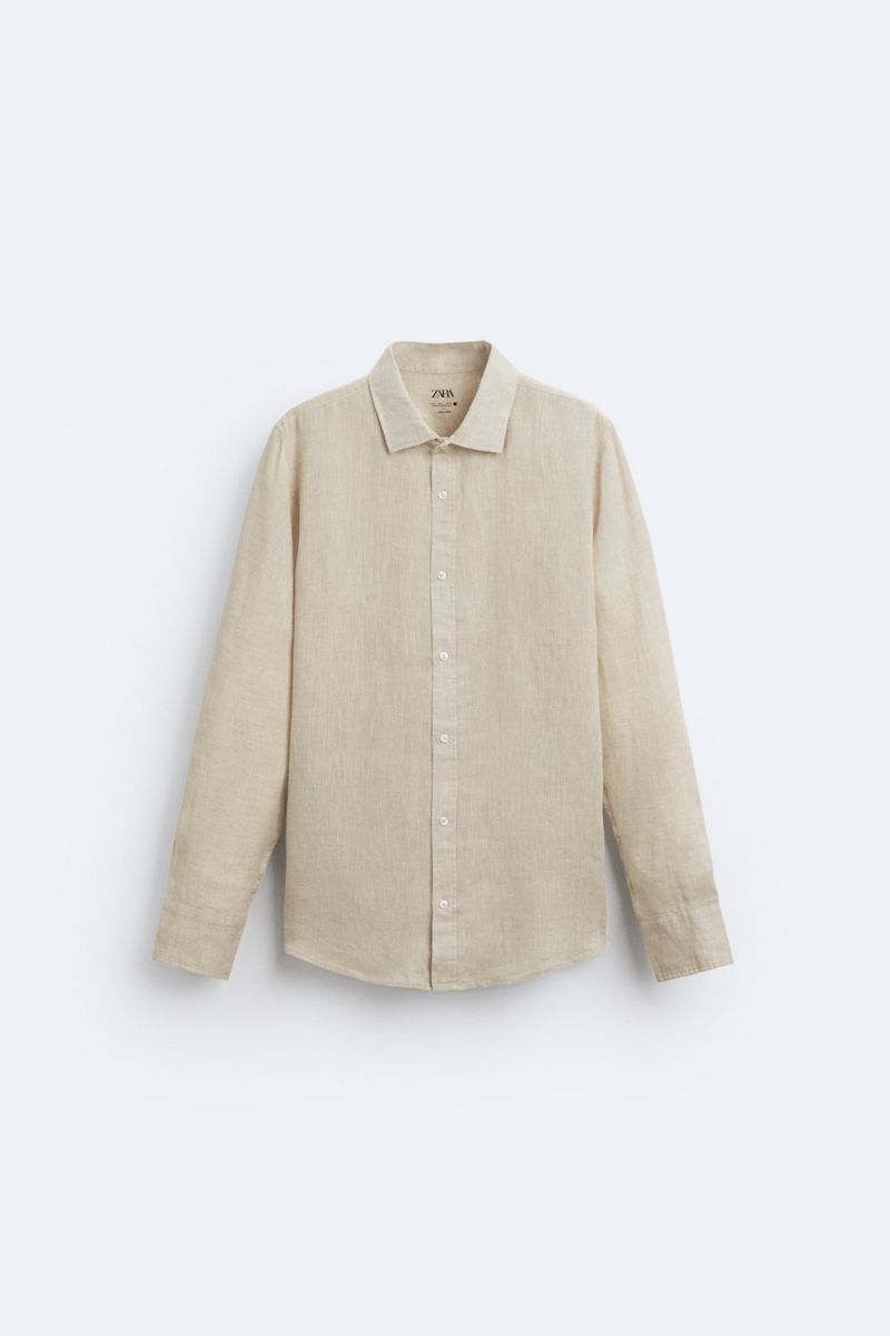 

Рубашка мужская ZARA 3090470 бежевая L, Бежевый, 03090470