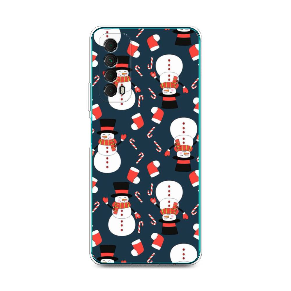 

Чехол для Huawei P Smart 2021 "Синие снеговики", Синий;белый;красный, 6104750-5