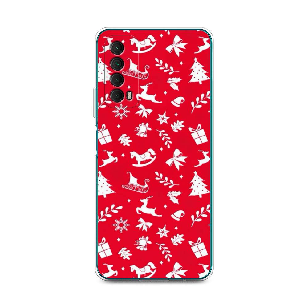 

Чехол для Huawei P Smart 2021 "Красный новогодний фон", Красный;белый, 6104750-5