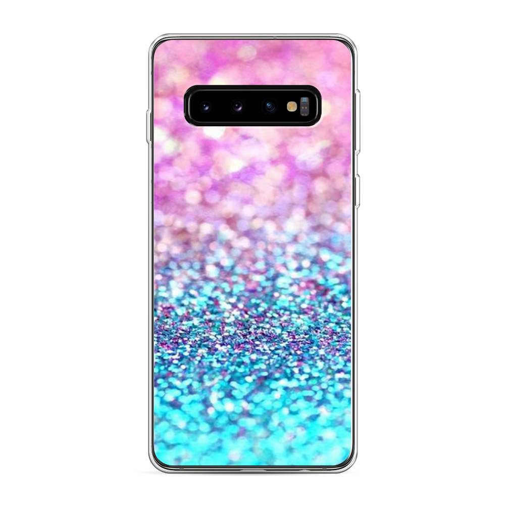 фото Чехол awog "розово-голубые глиттеры рисунок" для samsung galaxy s10