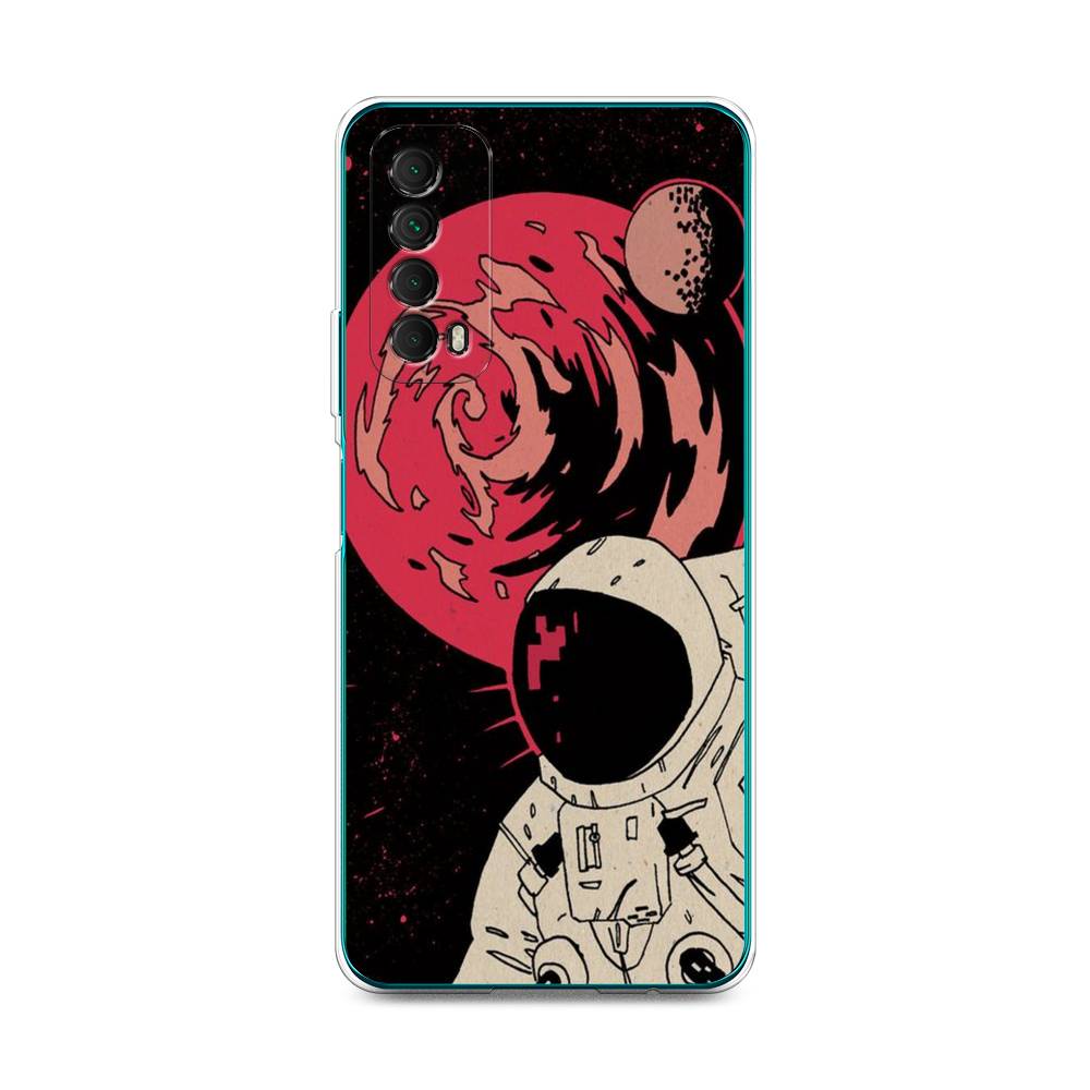 

Чехол на Huawei P Smart 2021 "Космонавт возле Марса", Черный;красный, 6104750-2