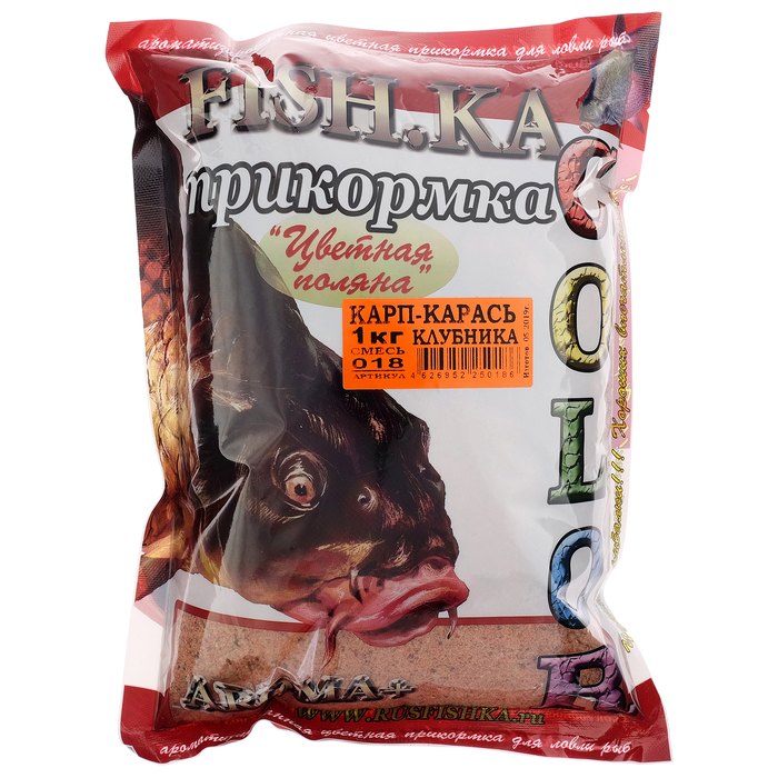 Прикормка Fish-ka Карп-Карась клубника, вес 1 кг