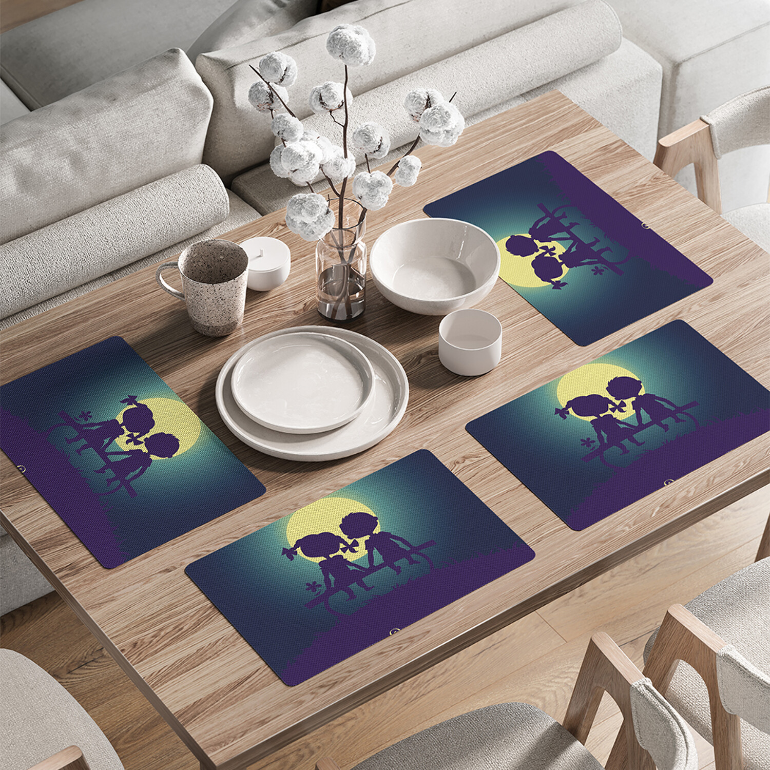 

Комплект тканевых салфеток JoyArty Love is... для сервировки стола 46x30 см, 4шт, Синий, Love is...