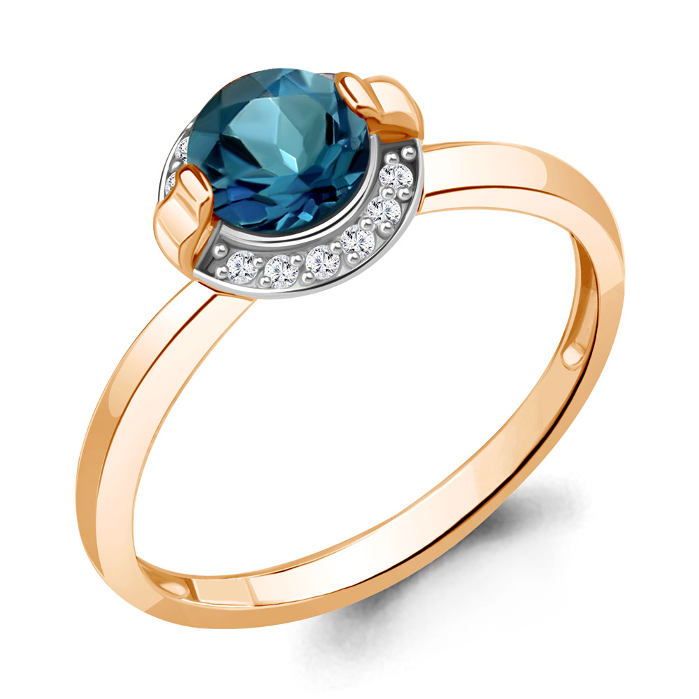 фото Кольцо из красного золота с бриллиантом р. 18,5 aquamarine 964087к_585_кз