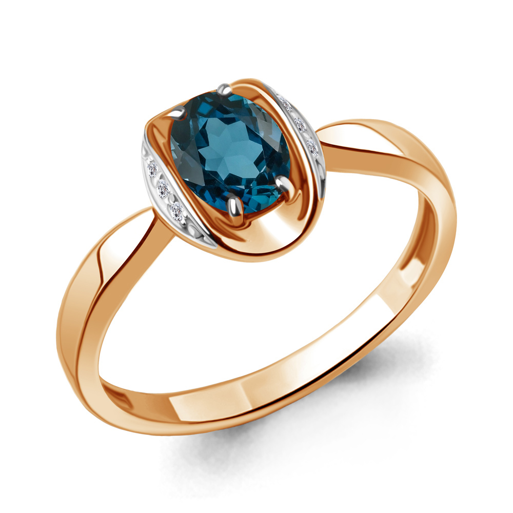 фото Кольцо из красного золота с бриллиантом р. 18 aquamarine 964085к_585_кз