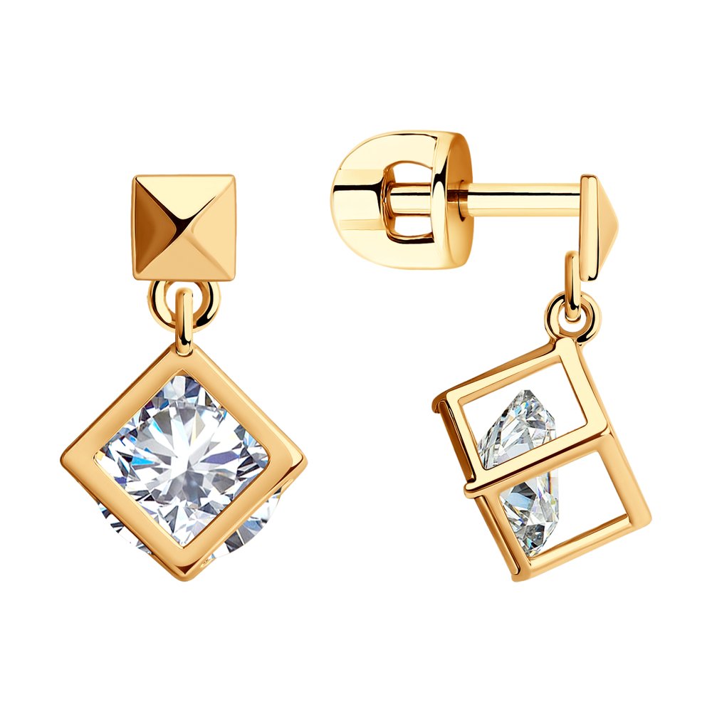 

Серьги подвески из красного золота SOKOLOV 029595, фианит, 029595