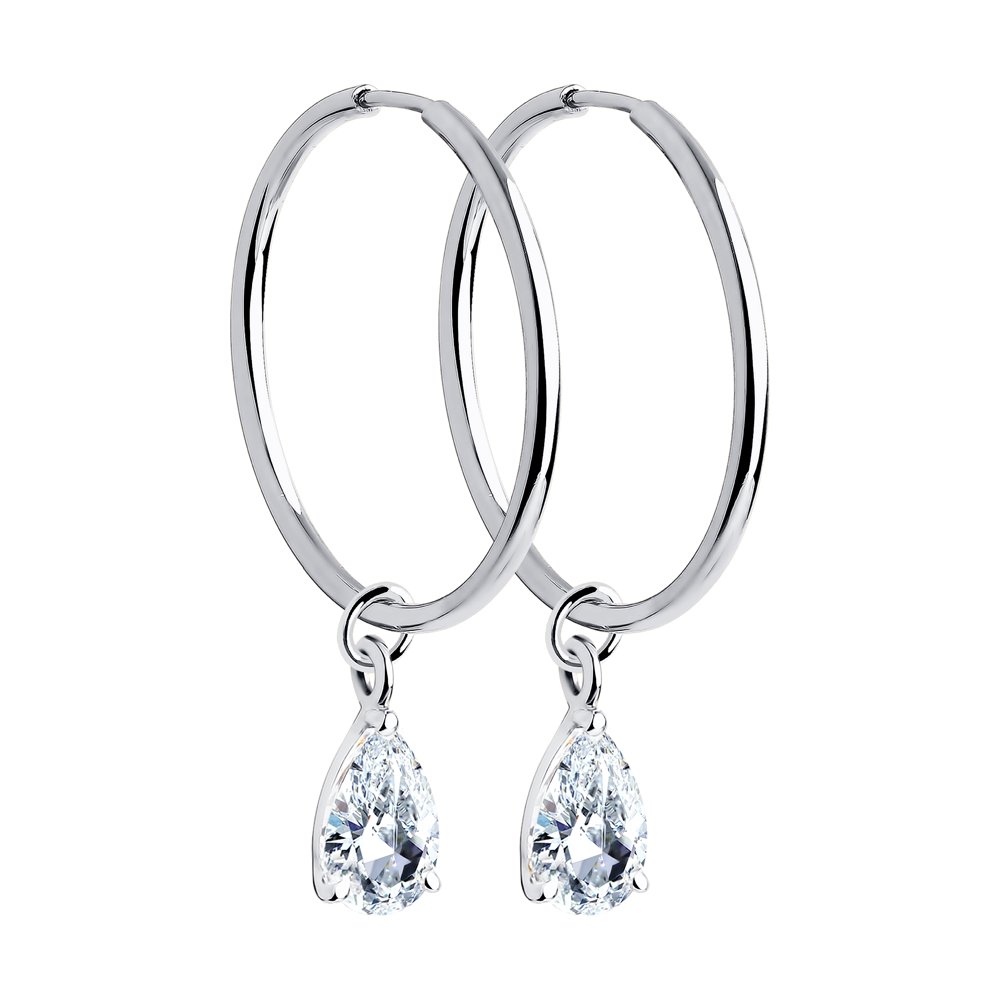 

Серьги конго из белого золота SOKOLOV 028673-3, фианит, 028673-3
