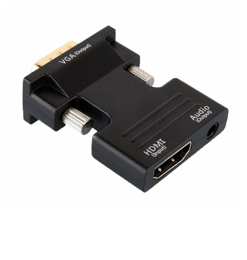 

Переходник HDMI-VGA с аудио выходом 3,5 mm, Черный, HDMI-VGA