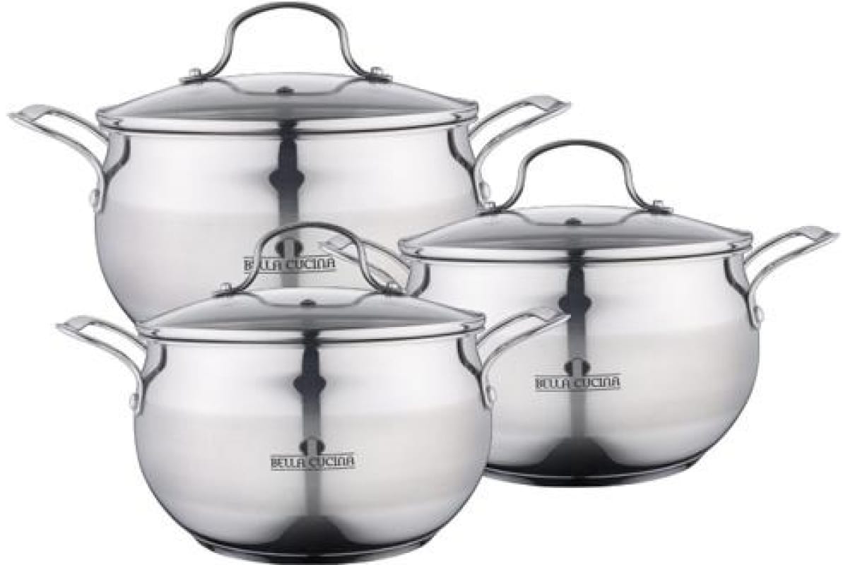 

Посуда набор BC-2133 Bella Cucina 6пр. 2,2л, 3л, 4,1л (х4), Серебристый