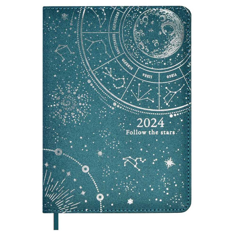Ежедневник датированный 2024 Escalada Астрологический, Плонже экстра металлик зеленый, А6