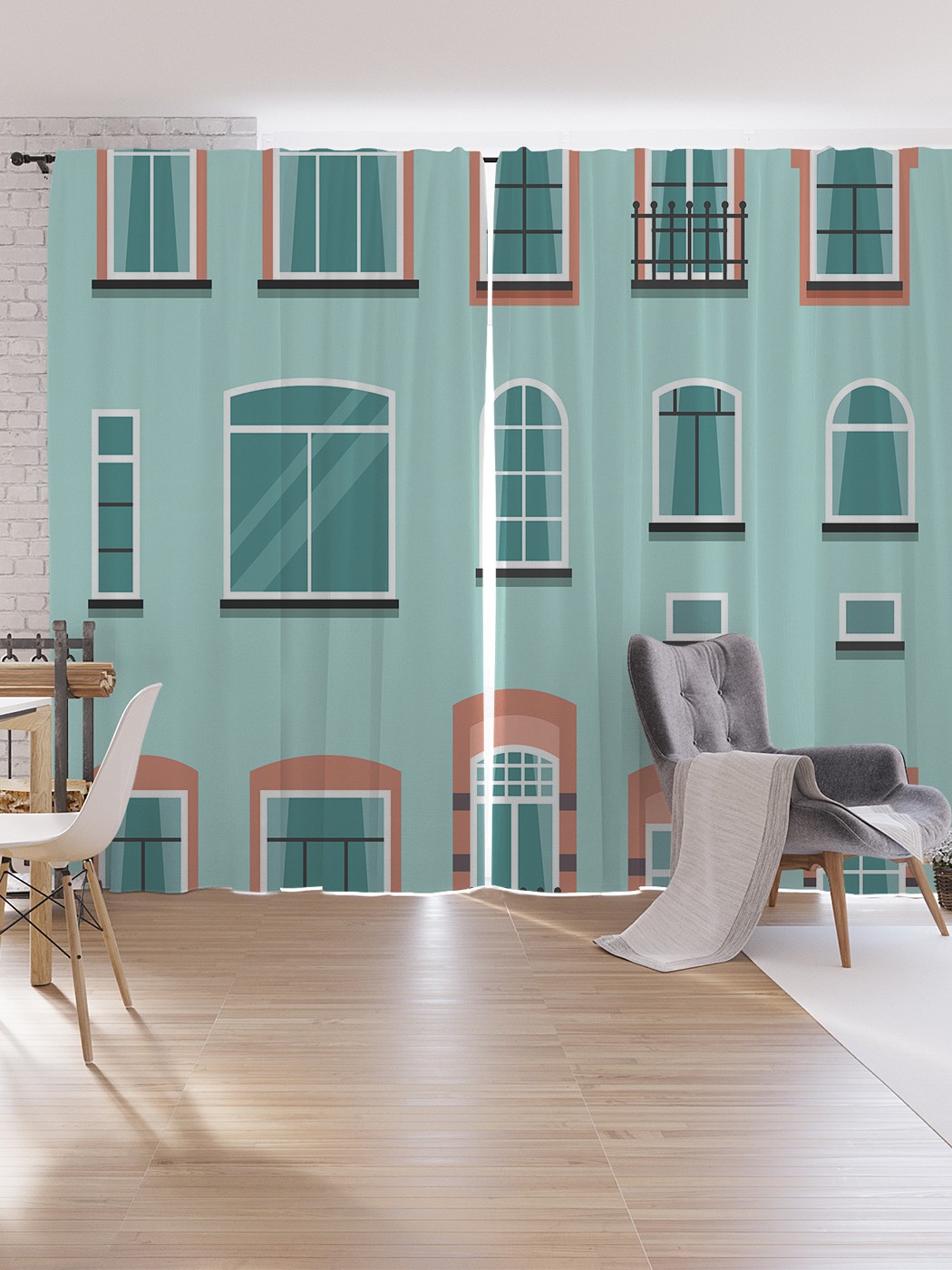 

Шторы под лён JoyArty "Разновидности окон", серия Oxford DeLux, 340х265 см, Разновидности окон