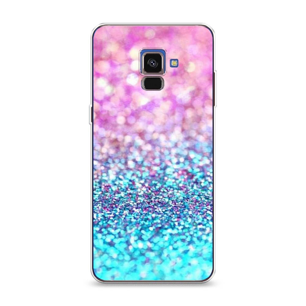 фото Чехол awog "розово-голубые глиттеры рисунок" для samsung galaxy a8 2018