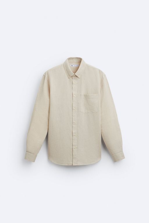 

Рубашка мужская ZARA 01063407 бежевая XL, Бежевый, 01063407