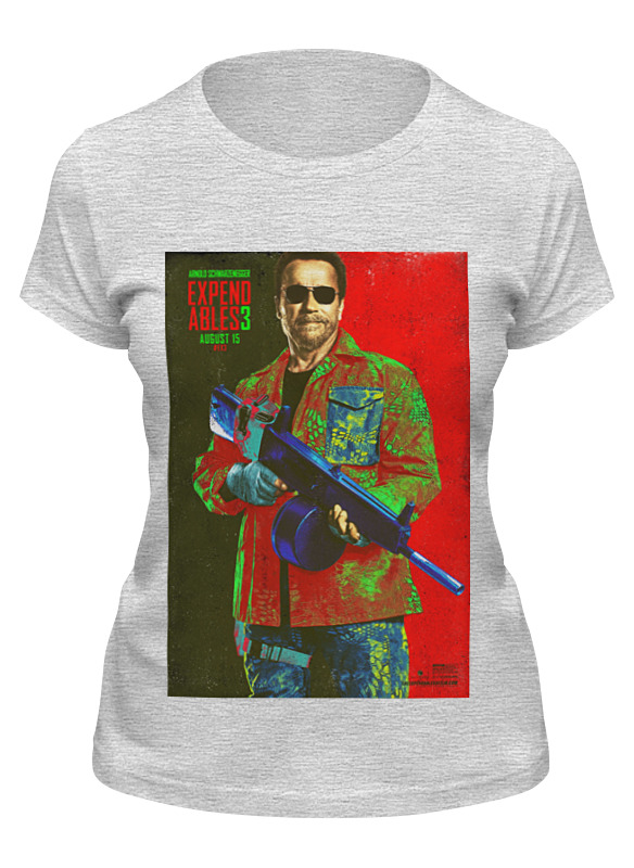 

Футболка женская Printio Expendables iii shwarzenegger colors серая 2XL, Серый, Expendables iii shwarzenegger colors