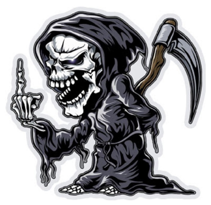 

Наклейка Череп С Косой И Пальцем 14,5х15см AutoStickers 06867, Серый