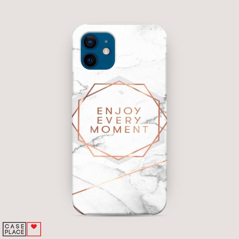 фото Пластиковый чехол "enjoy every moment мрамор" на apple iphone 12 awog