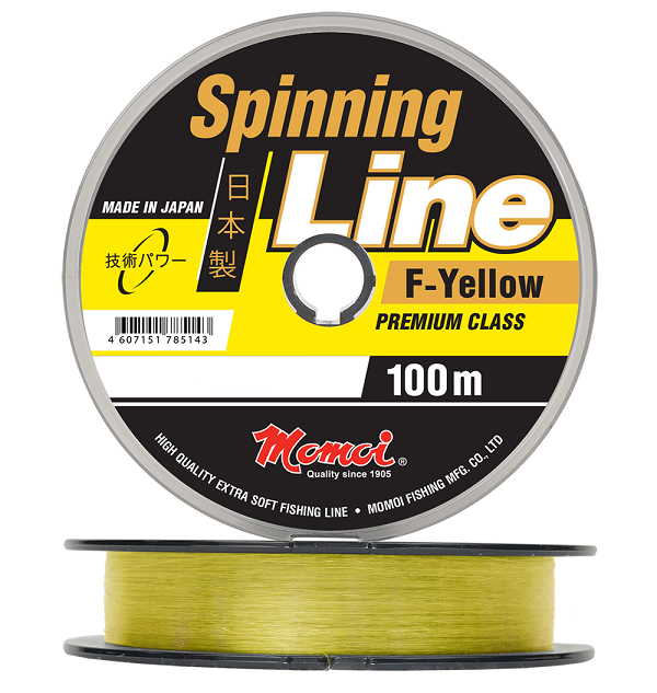 

Леска рыболовная Momoi SpinningLine F-Yellow 0,18 мм тест 4,0 кг длина 100м, Желтый, SpinningLine