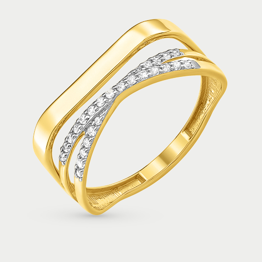Кольцо из желтого золота р. 18 EFREMOV К43216200, фианит