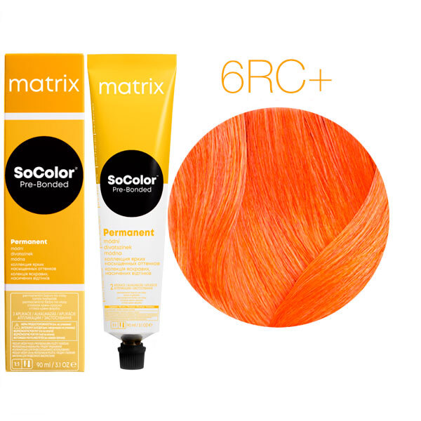 Краска для волос Matrix SoColor Pre-Bonded 6RC+ Темный блондин красно-медный, 90 мл краска matrix socolor sync 6rc темный блондин красно медный 90мл