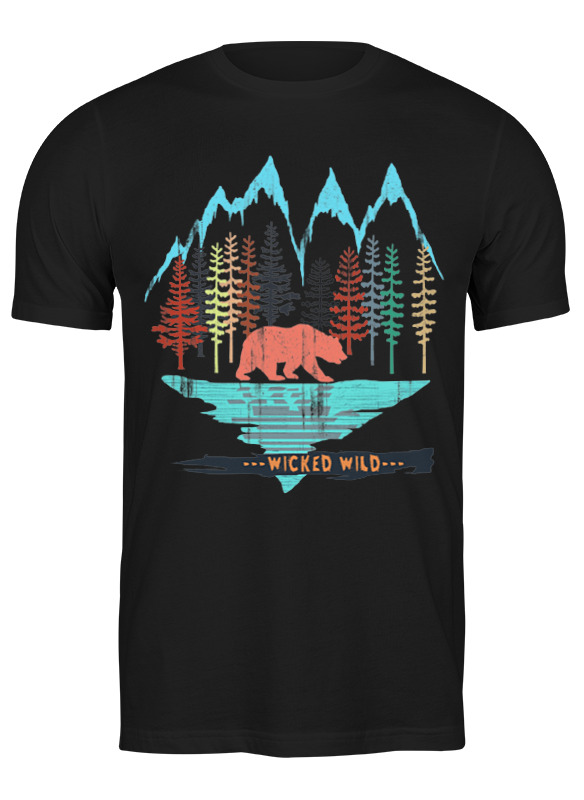 Черная мужская футболка XL с изображением медведя от Printio