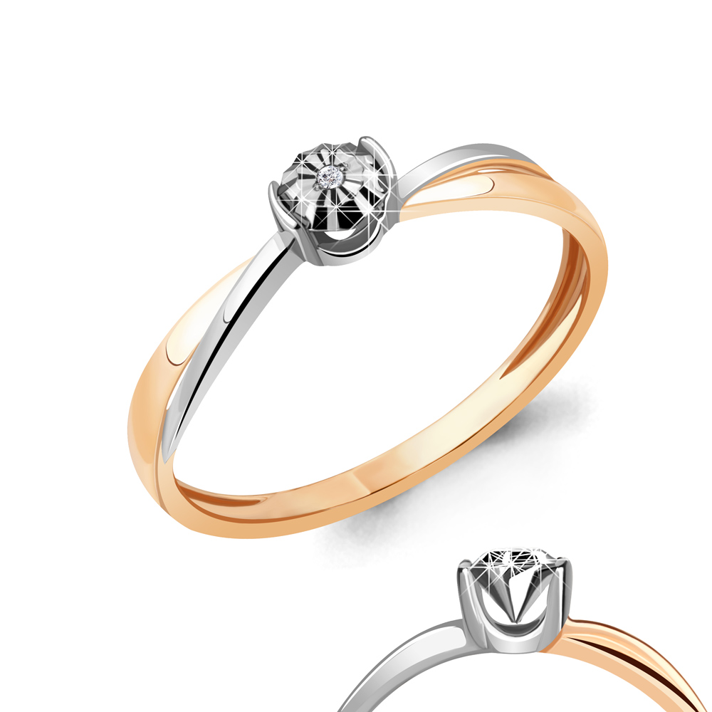 

Кольцо из красного золота с бриллиантом р., Aquamarine 963945к, 963945к_585_кз