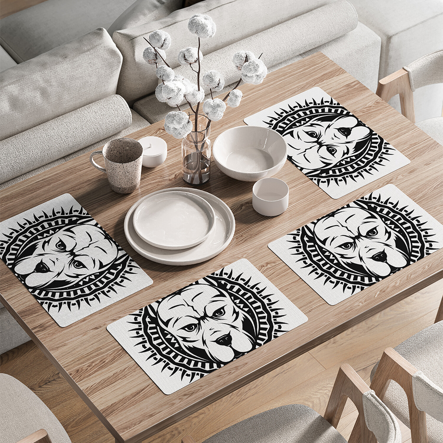 

Комплект тканевых салфеток JoyArty Агрессивный питбуль для сервировки стола 46x30 см, 4шт, Черный, Агрессивный питбуль