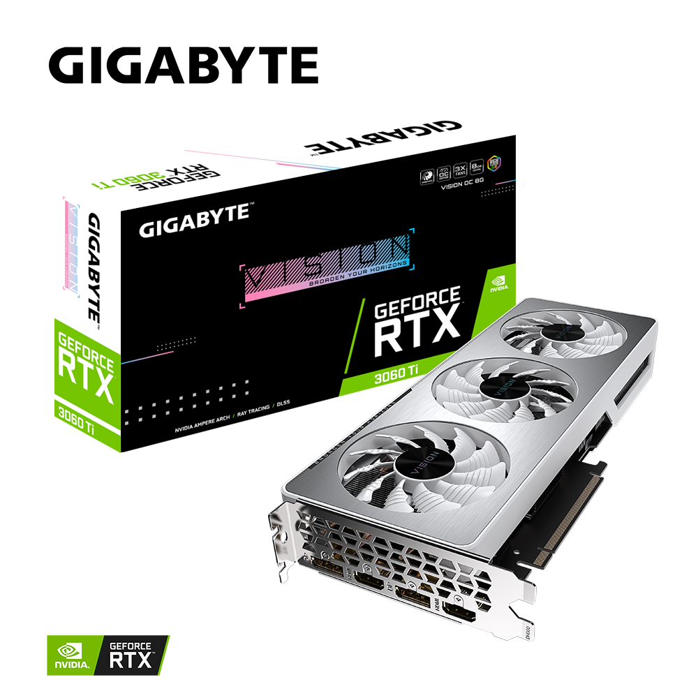 Видеокарта GIGABYTE NVIDIA GeForce RTX 3060 Ti 8 ГБ (GV-N306TVISION OC-8GD rev2.0)