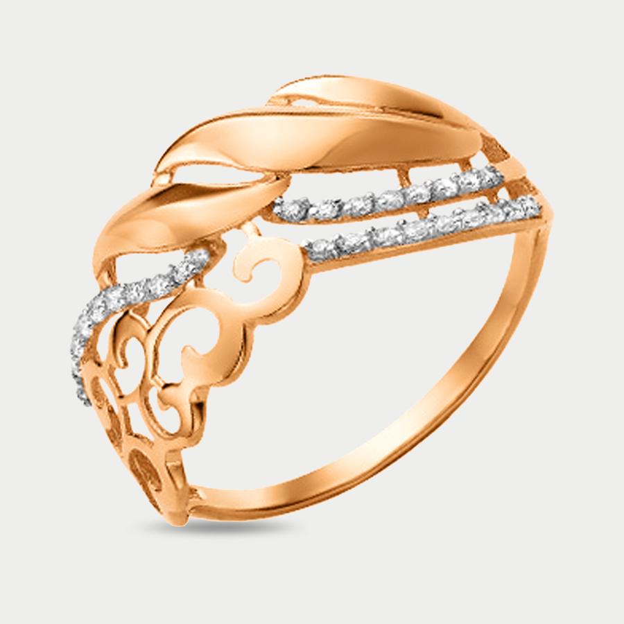Кольцо из розового золота р. 17,5 Сорокин 70131900, фианит