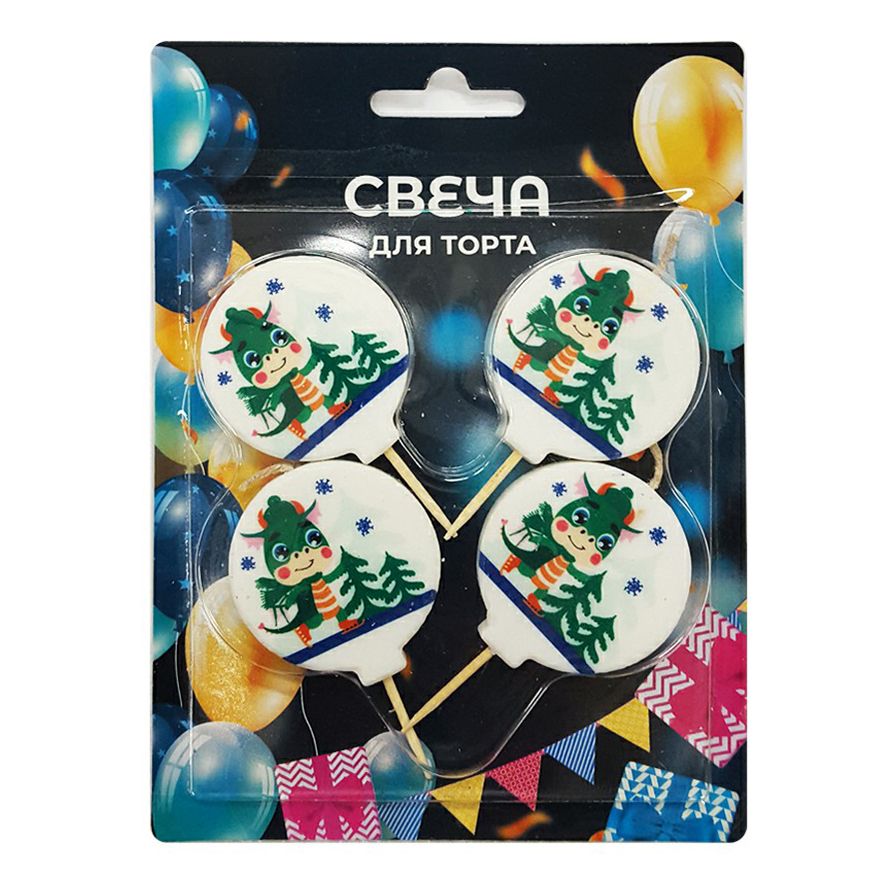 

Свечи для торта Дракоша медаль 4 шт