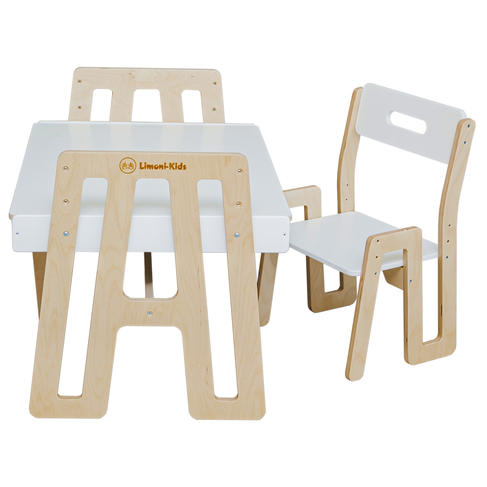 фото Детский стол и стул limoni-kids растущий набор с грифельной доской и контейнерами арт.0272