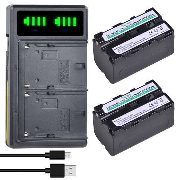 Цифровое зарядное устройство с ЖК дисплеем на 2 АКБ и комплект АКБ NP-F950 (2шт) 6600mAh