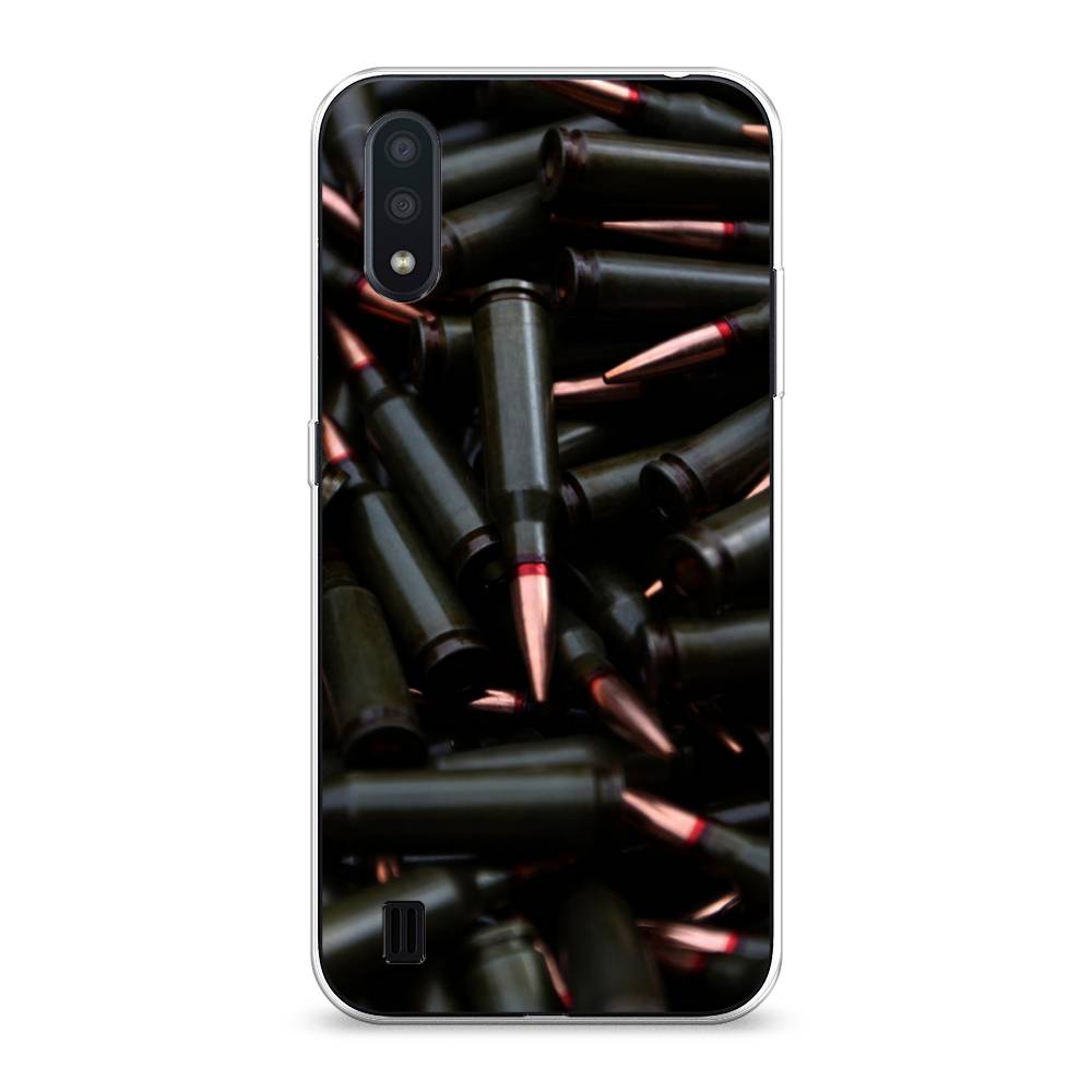 

Чехол Awog на Samsung Galaxy A01 "Пули черные", Разноцветный, 29550-5