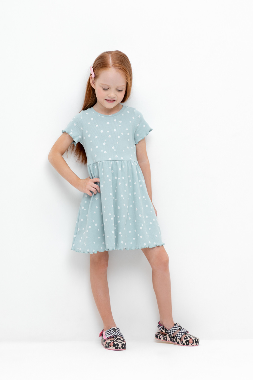 

Платье детское CROCKID М 3546, голубой, белые цветочки, 92, М 3546