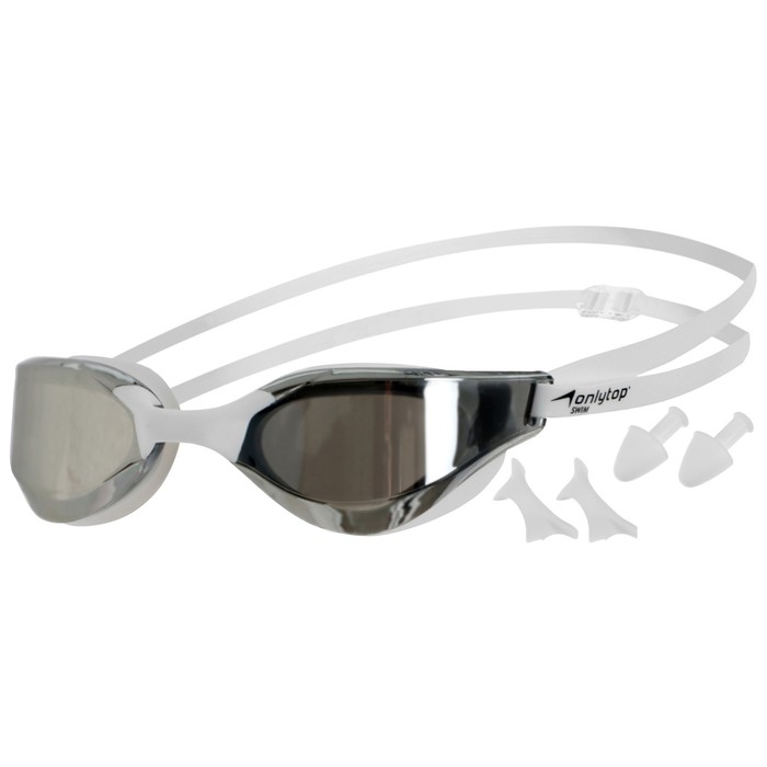 ONLYTOP Очки для плавания взрослые + набор носовых перемычек и беруши, с зеркальным покрыт