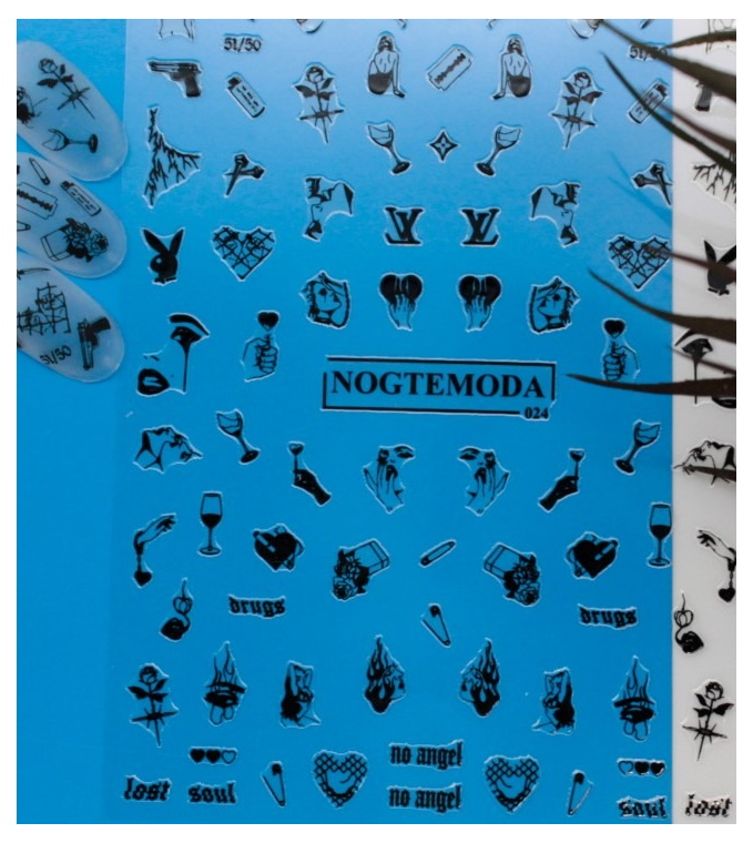 

Наклейки NogteModa №024, Черный