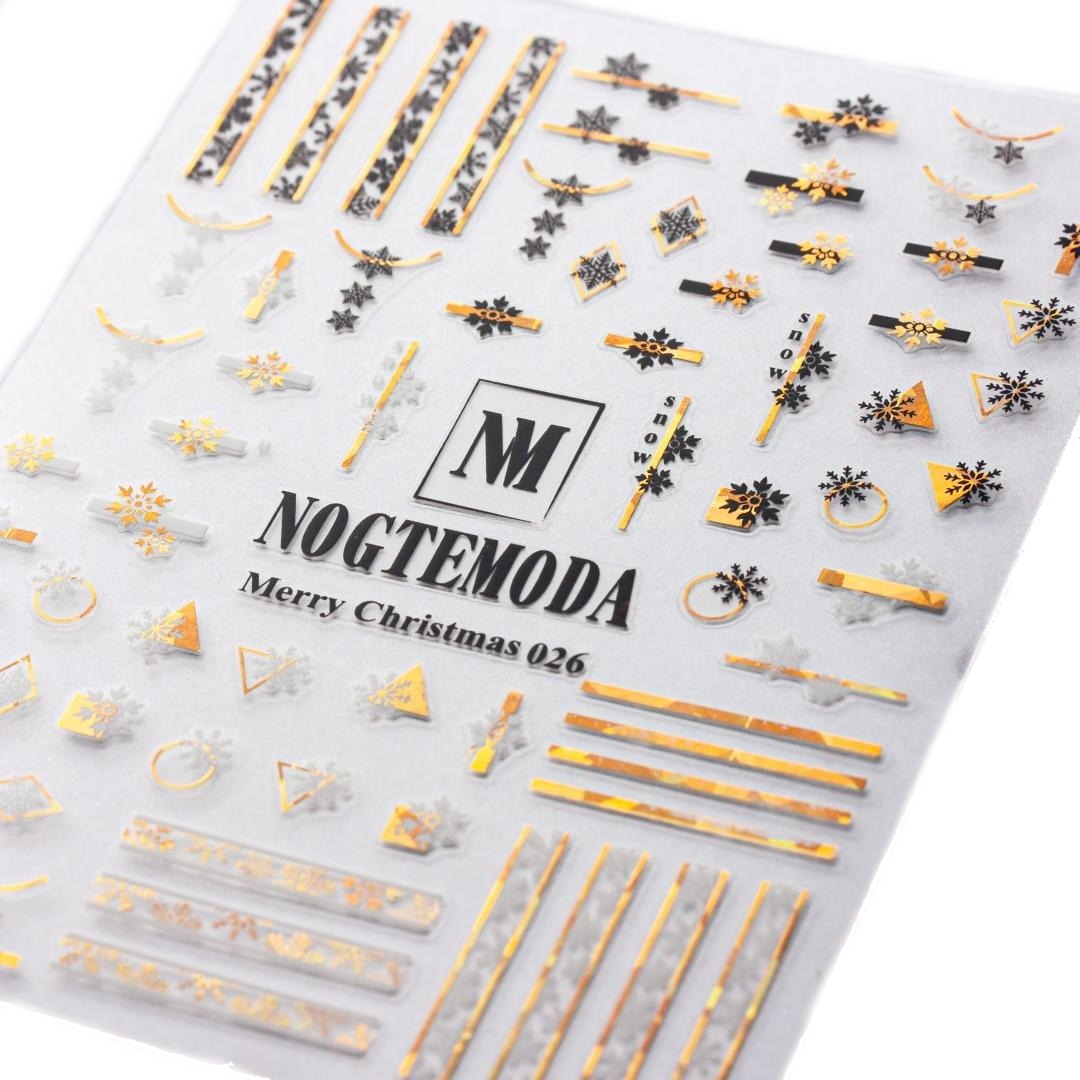 

Наклейки MERRY CHRISTMAS NogteModa №026 HOLOGRAPHIC, Разноцветный