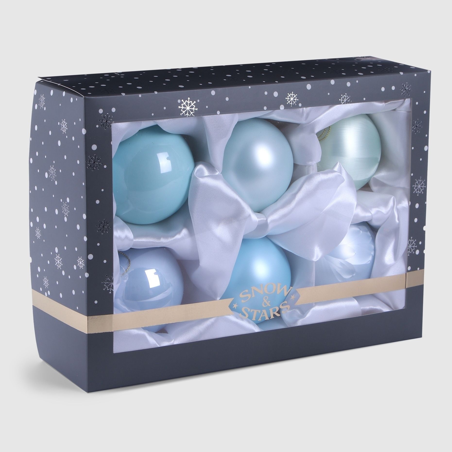 

Ёлочные игрушки Snow and Stars голубые и бирюзовые 8 см x 6 шт