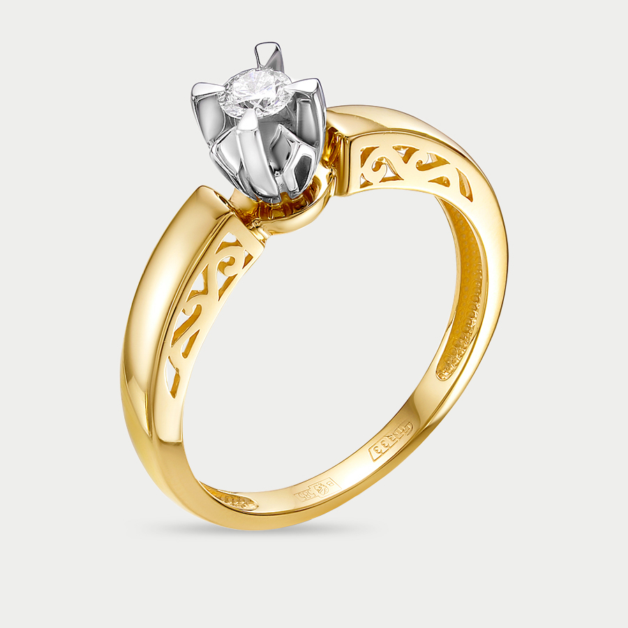 Кольцо из желтого золота р. 17 Klondike 01-00301-06-001-01-01, бриллиант