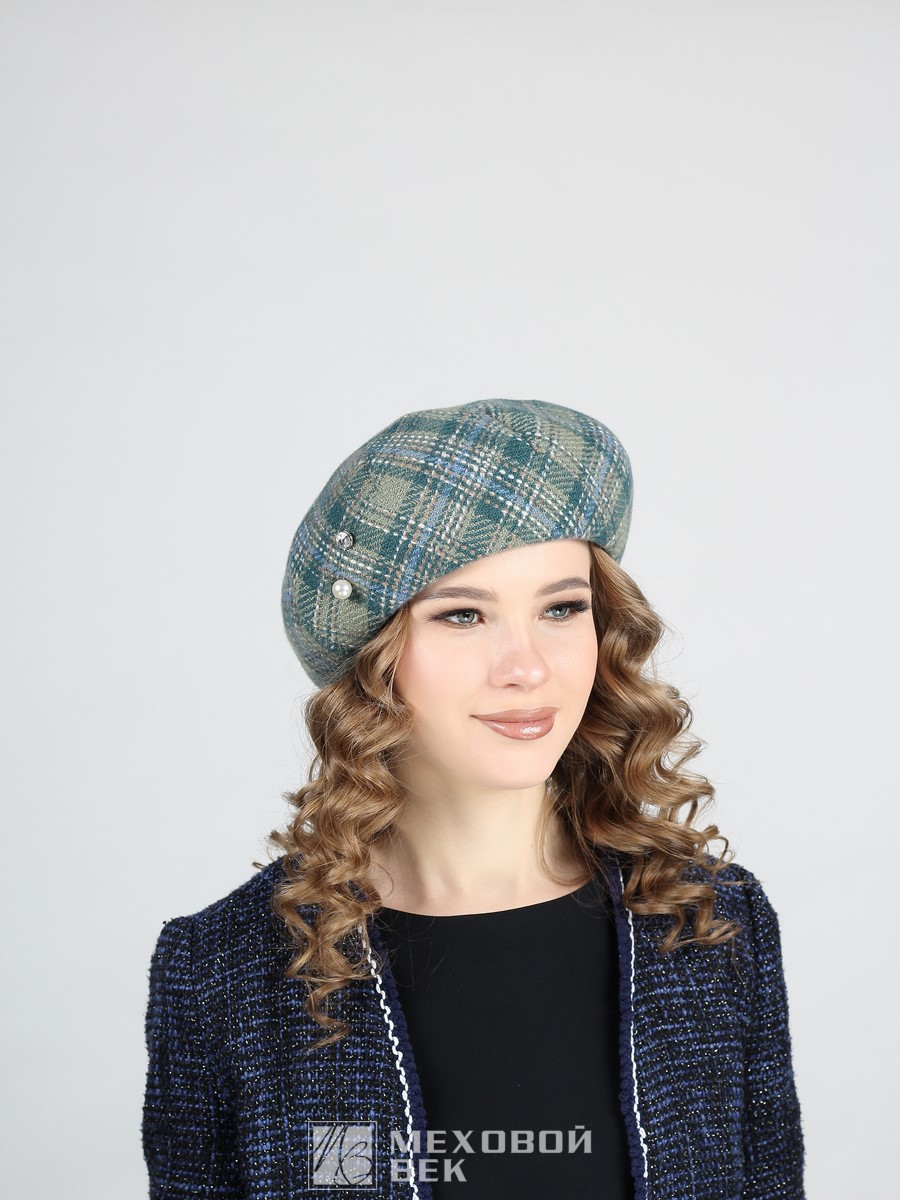 Берет женский Меховой Век 2970МК бирюзовый, р.57-58