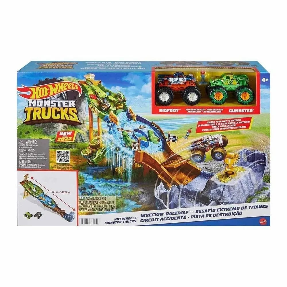 

Игровой набор Hot Wheels Monster Truck Разрушительная гоночная трасса HGV12, Разноцветный