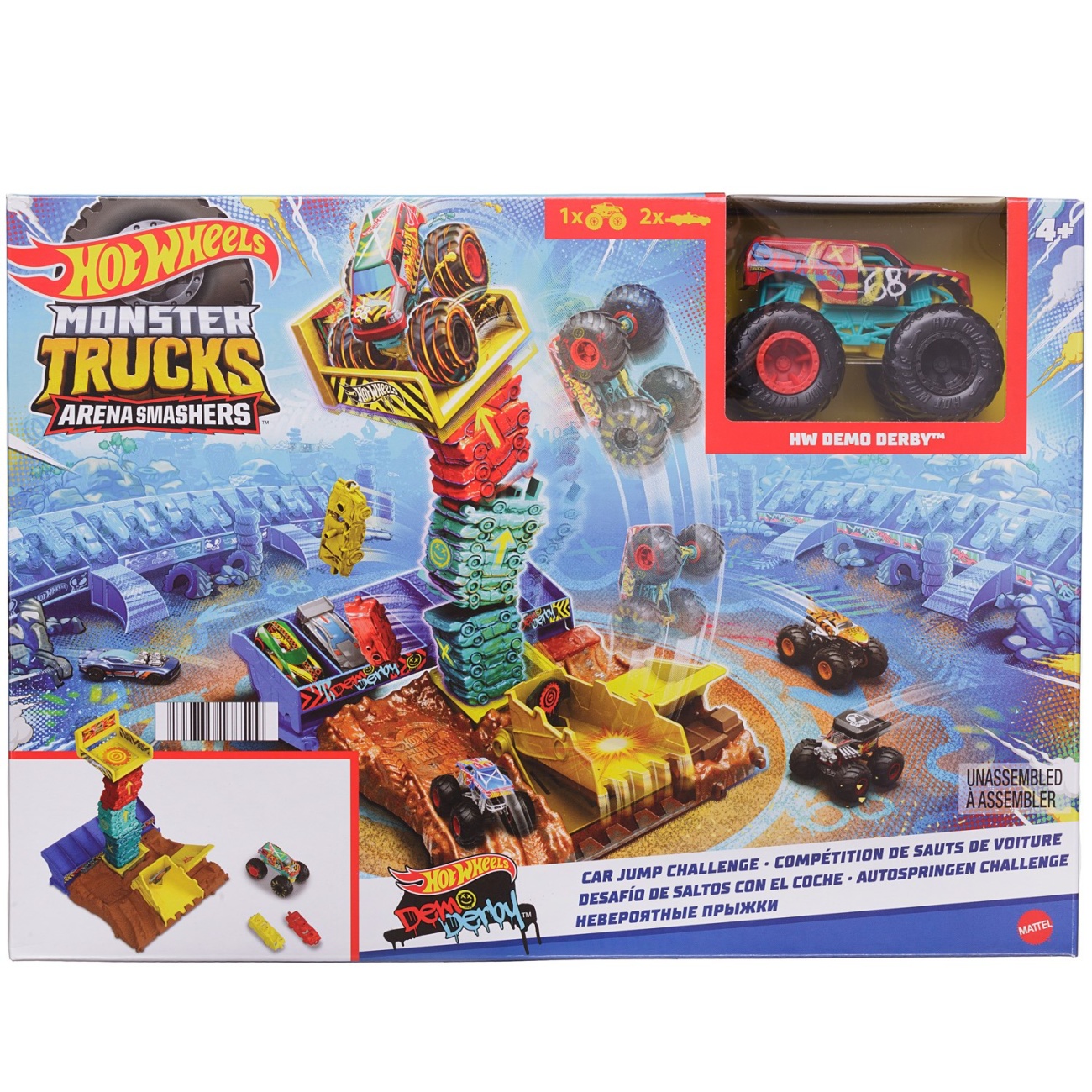 Игровой набор Mattel Hot Wheels Monster Trucks Мир Арены - Прыжки автомобиля №3 HNB92/3 разноцветный